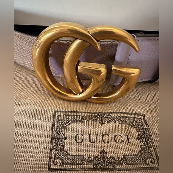 NWB Gucci GG Marmont Jumbo GG Belt Beige/Lilac - Picture 4 of 16